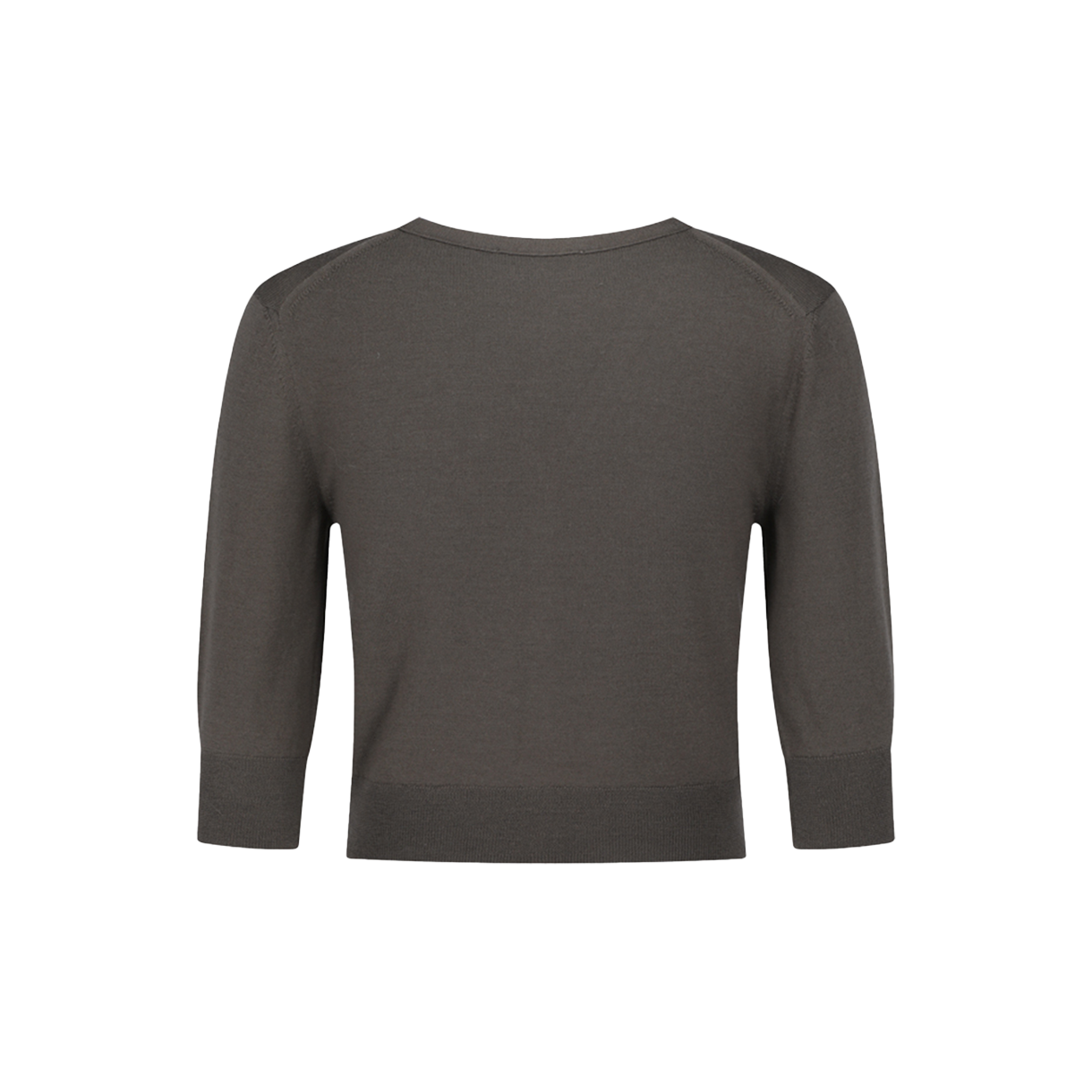 아모멘토 우먼 울 브이넥 크롭 가디건 브라운 - 26SS(Amomento Women Wool V-Neck Crop Cardigan Brown - 26SS) - 2