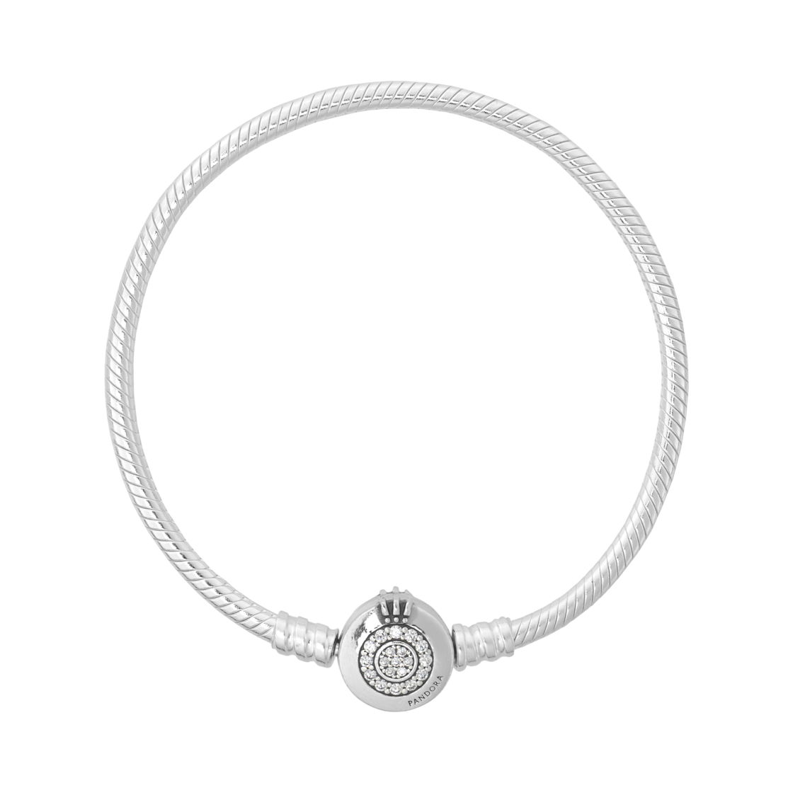 (W) 판도라 모멘트 스파클링 크라운 O 스네이크 체인 브레이슬릿 스털링 실버 클리어((W) Pandora Moments Sparkling Crown O Snake Chain Bracelet Sterling Silver Clear) - 1