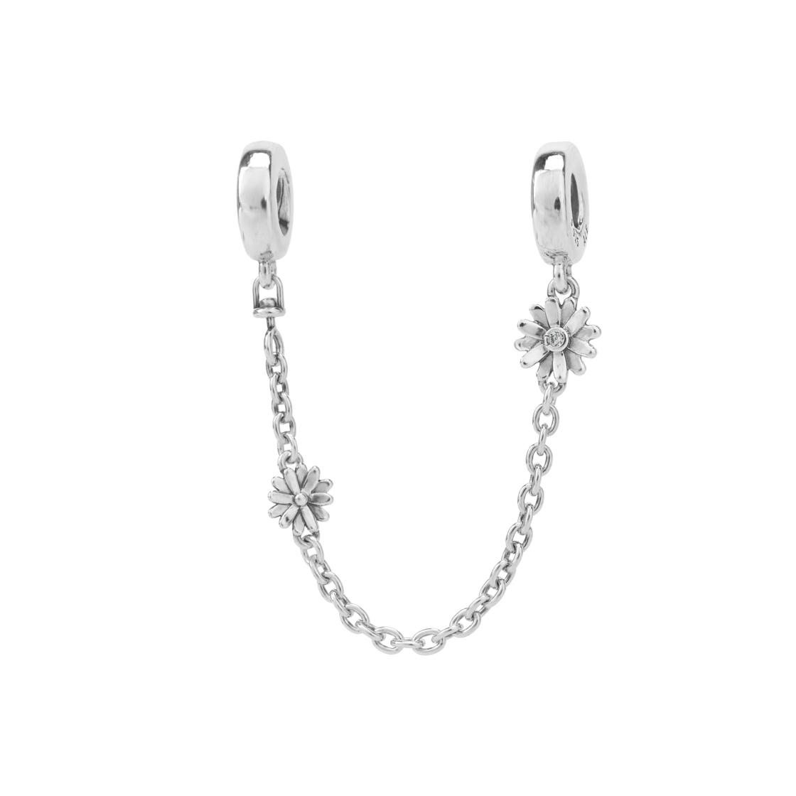 (W) 판도라 데이지 플라워 세이프티 체인 참 스털링 실버 클리어((W) Pandora Daisy Flower Safety Chain Charm Sterling Silver Clear) - 1