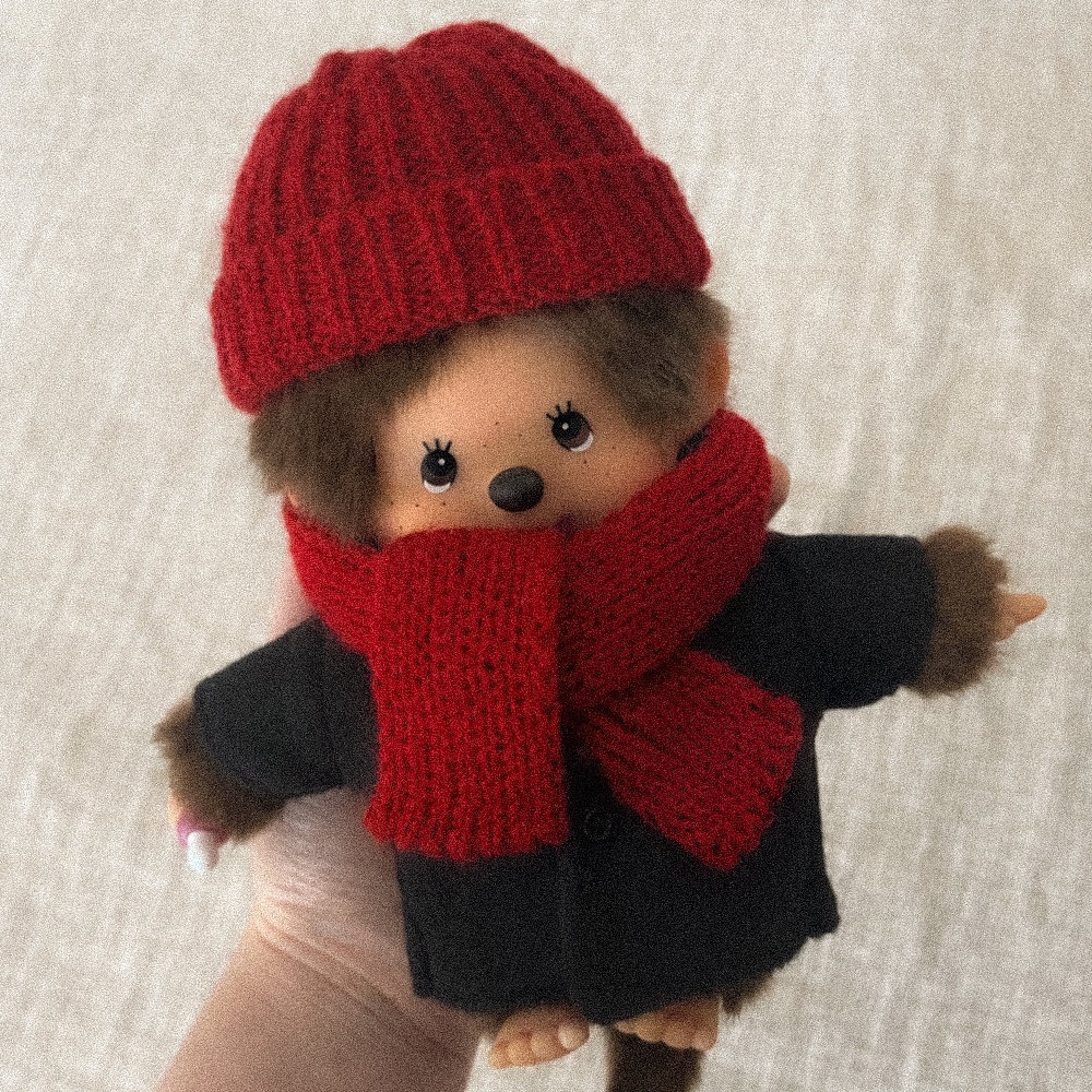 Monchhichi Premium Standard S Brown Boy 착용 스타일