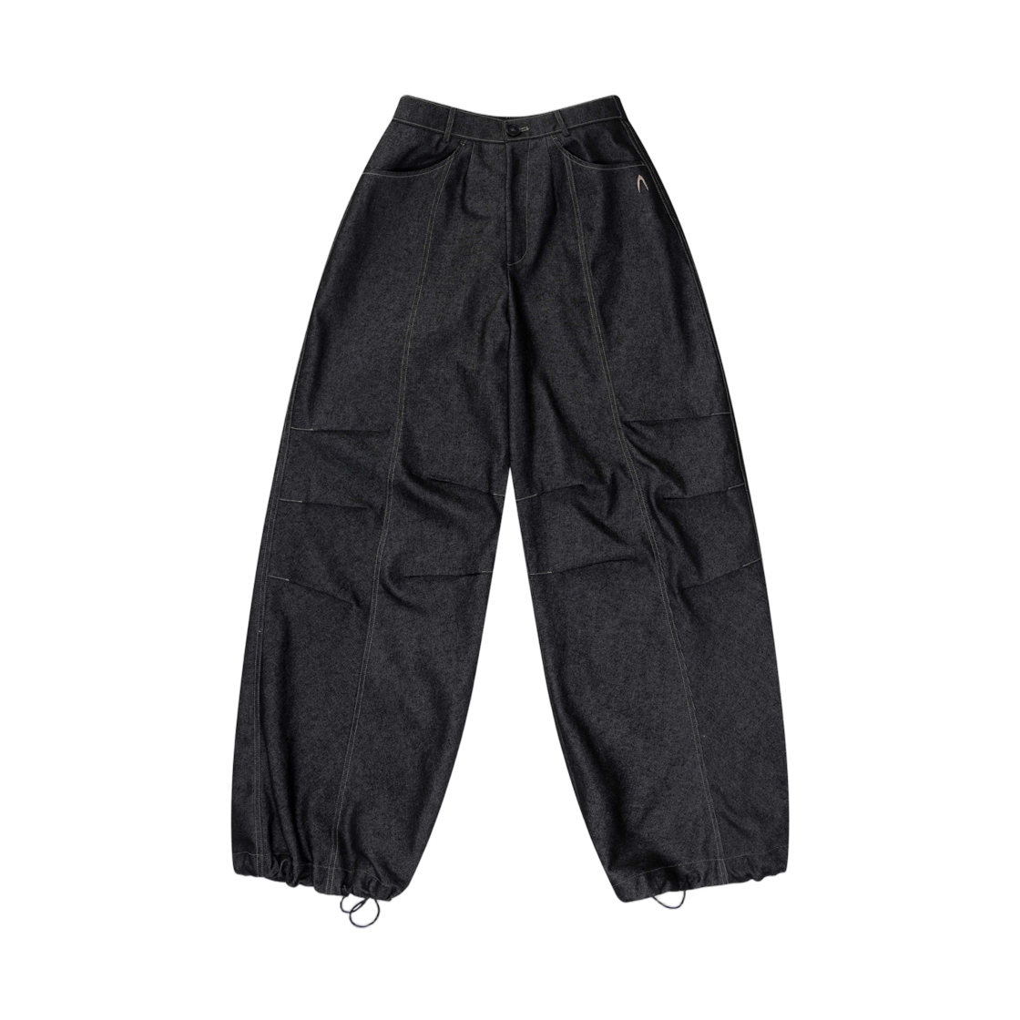 아캄 니 핀턱 프린티드 데님 팬츠 블랙(Aakam Knee Pin-Tuck Printed Denim Pants Black)