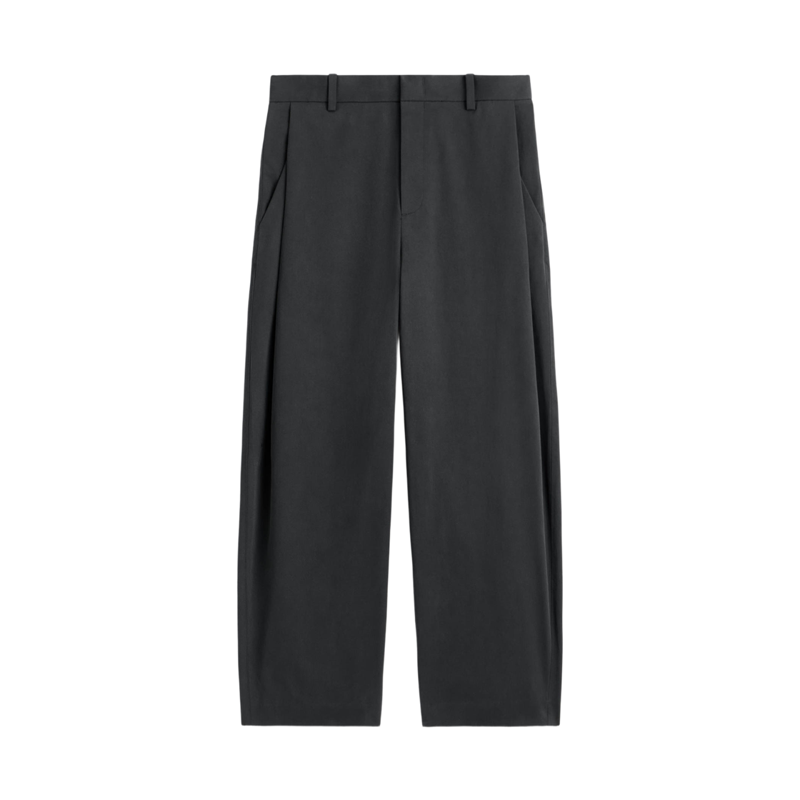 1294676004 COS Wide Leg Pleated Cotton Trousers Black