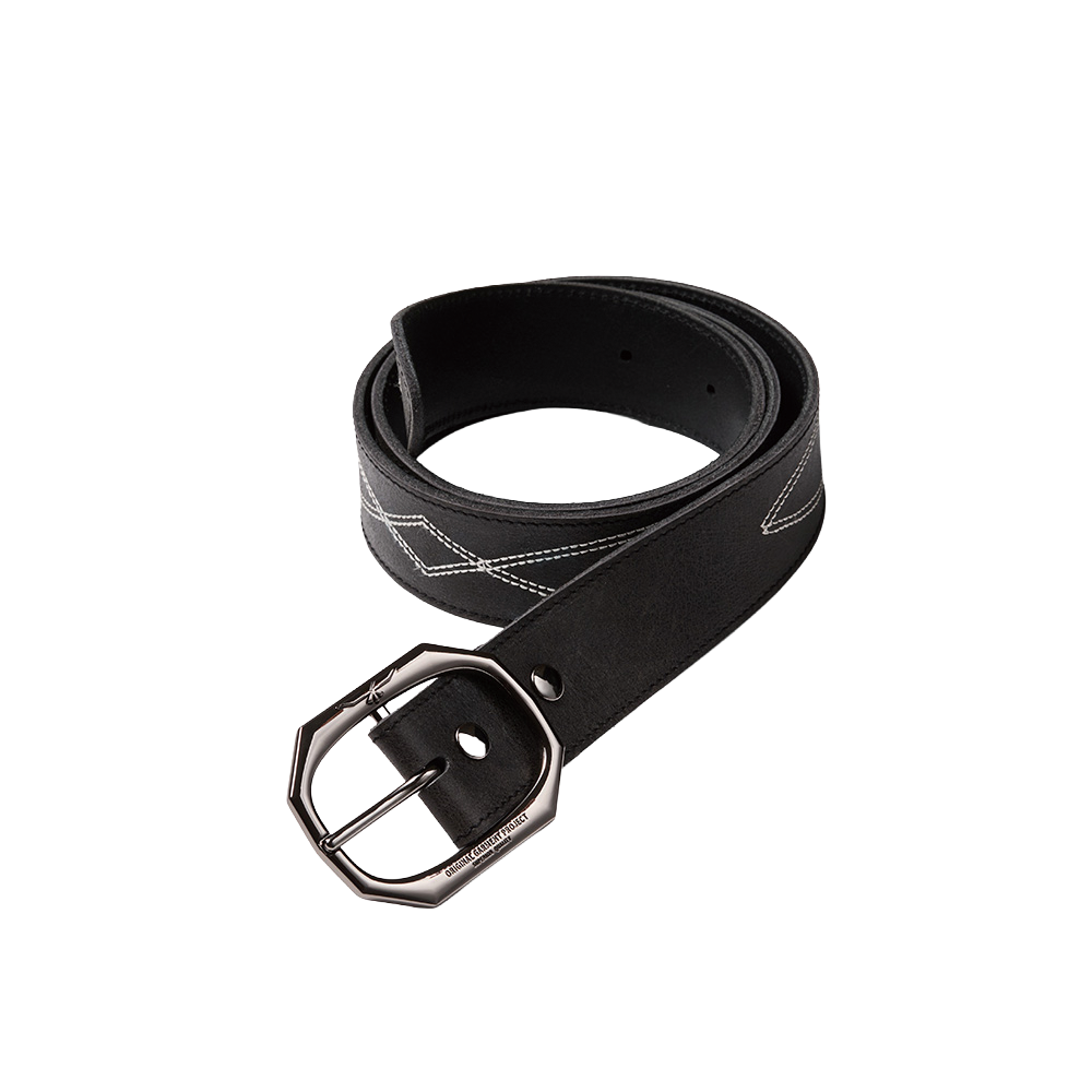 오가프 크로스 엠브로이더리 레더 벨트 블랙(OGARP Cross Embroidery Leather Belt Black)