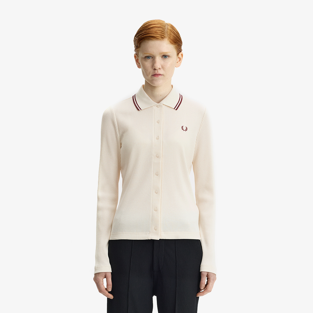 프레드페리 우먼즈 버튼스루 립 폴로 셔츠 에크루(Fred Perry Button-Through Rib Polo Shirt Ecru) - 2