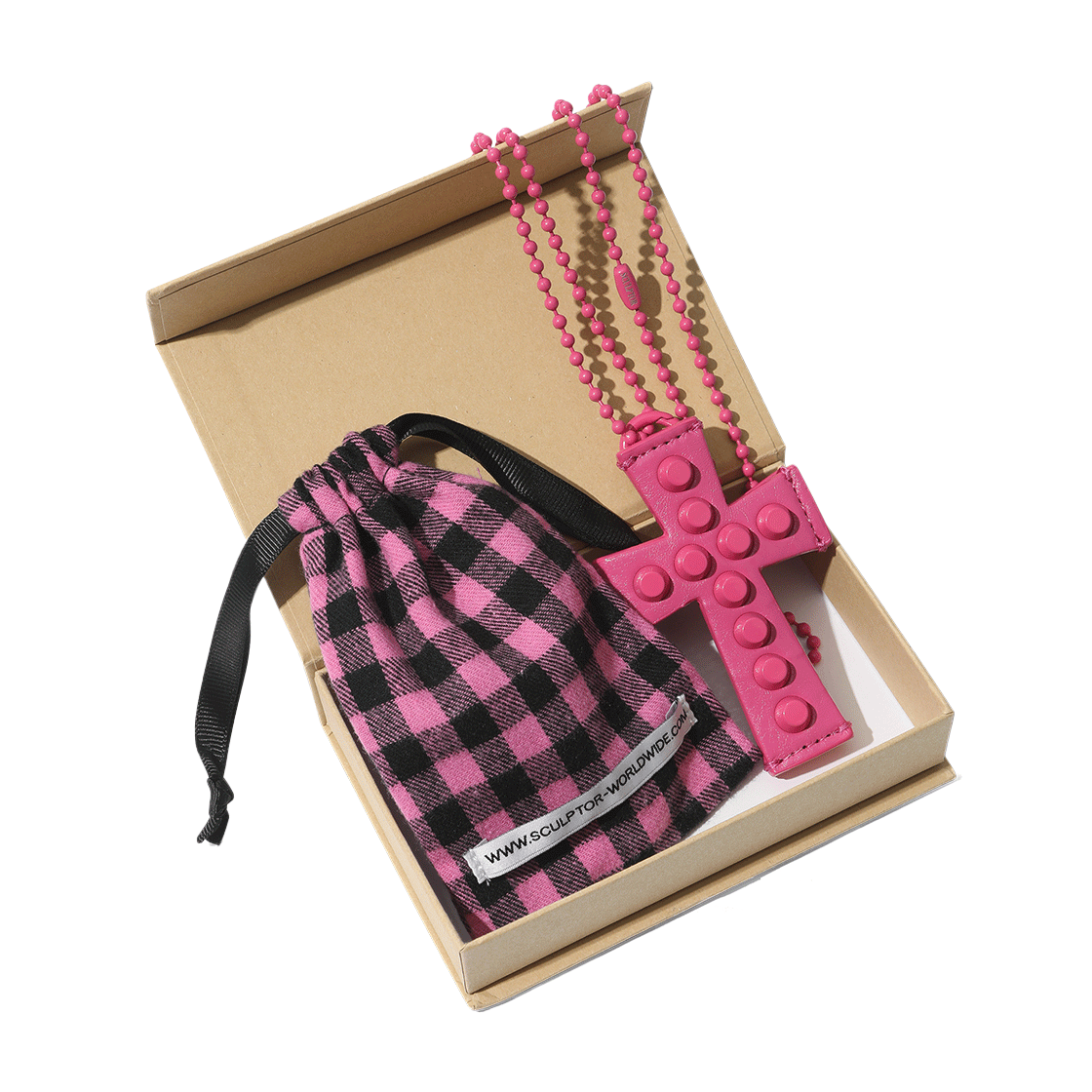 [예약 배송] 스컬프터 크로스 스터드 스트랩 월렛 핑크([예약 배송] Sculptor Cross Stud Strap Wallet Pink)