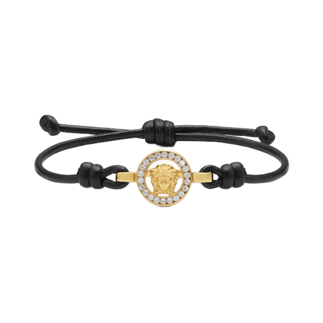 1019668-1A05169-1B130 (W) Versace Medusa '95 Crystal Leather Bracelet Black