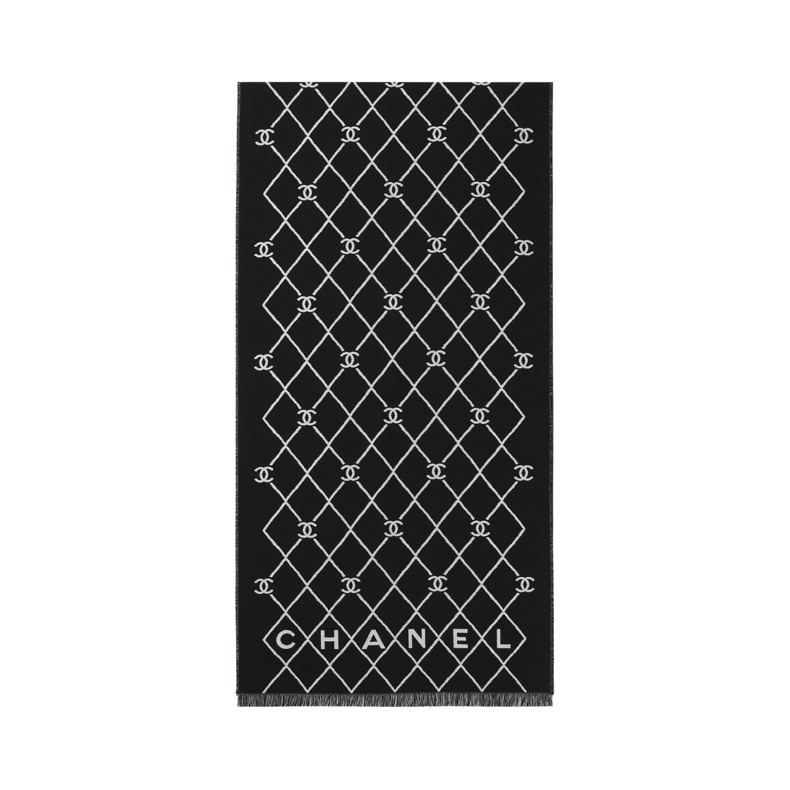 샤넬 머플러 울 & 블랙 화이트(Chanel Muffler Wool & Black White) - 2