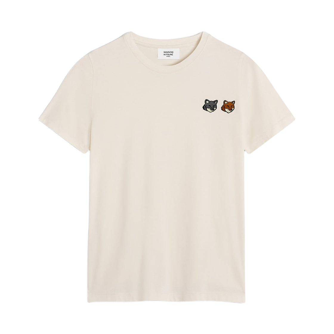 OW011CFKJ7026-P702 (W) Maison Kitsune Double Fox Head Regular T-Shirt Latte