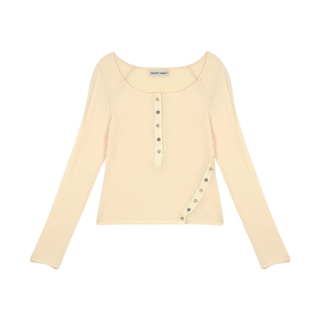 베이컨트 아카이브 레니 헨리넥 롱 슬리브 티셔츠 버터(Vacant Archive Lenny Henley Neck Long-Sleeve T-Shirt Butter)