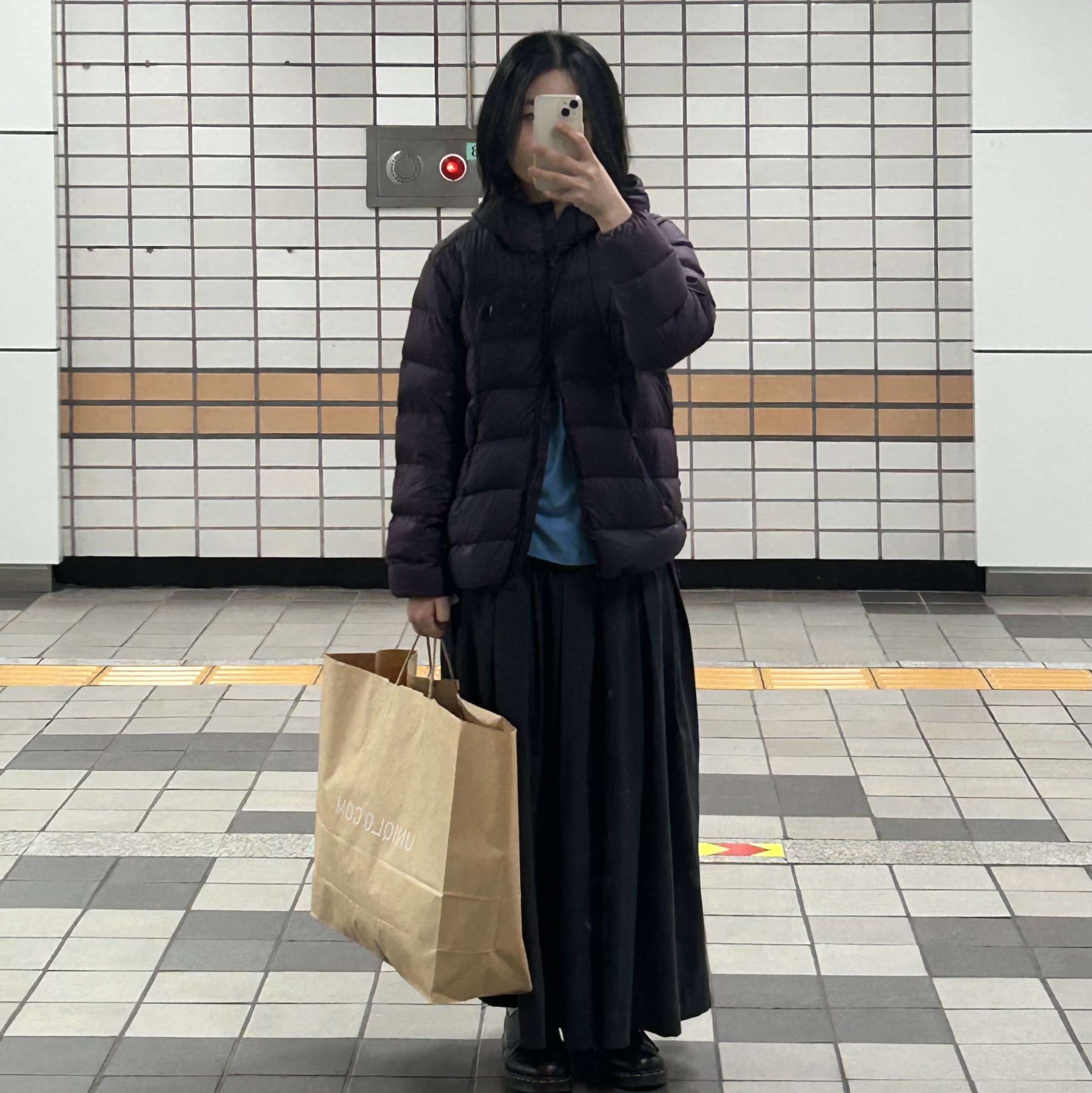 The North Face Ruta Down Jacket Rds Deep Violet - 25FW, Dr. Martens 1461 Smooth Black 착용 스타일 - 1