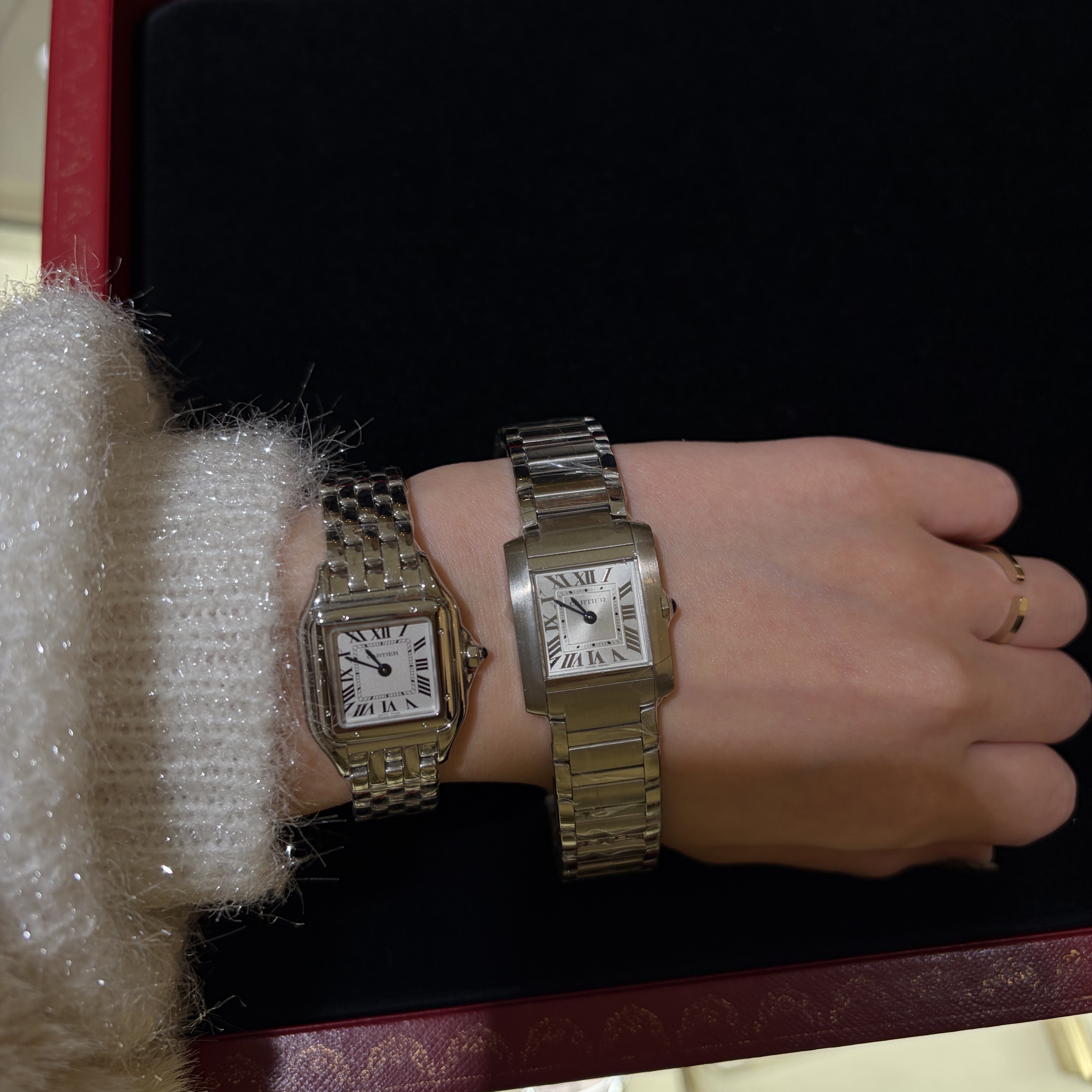 Cartier Panthere Watch Small Quartz Steel Bracelet Steel, Cartier Tank Française Small 착용 스타일 - 2