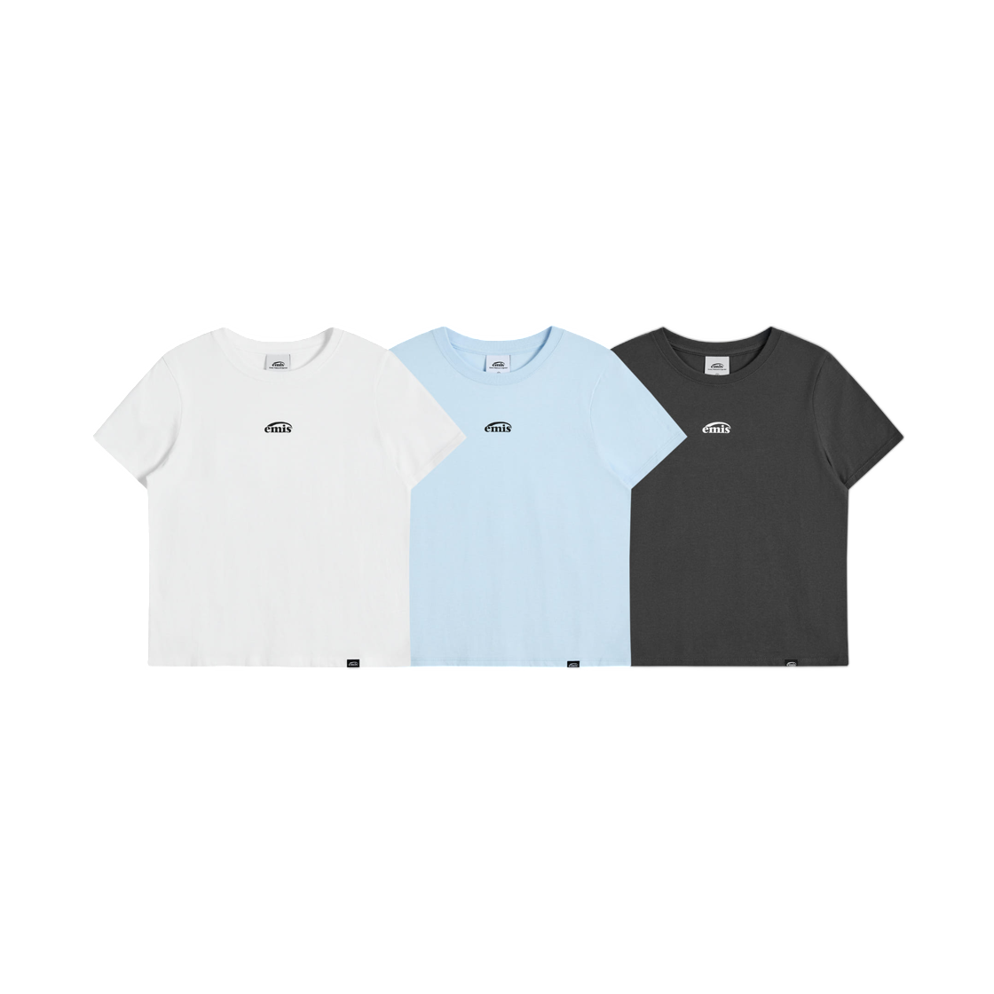 - (W) Emis 3 Pack T-shirt Set B White Pastel Blue Charcoal
