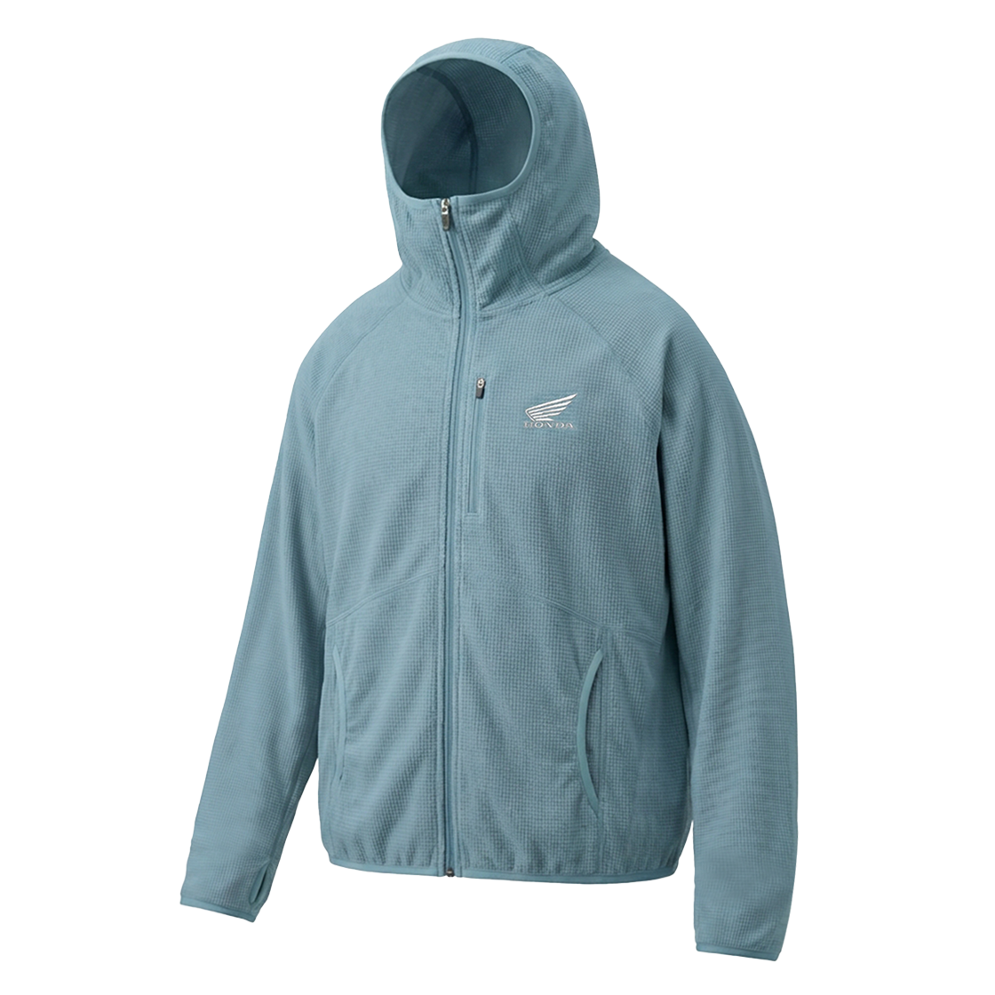 혼다 H-Tech 그리드 플리스 후디 집업 빈티지 블루(Honda H-Tech Grid Fleece Hoodie Zip-Up Vintage Blue) - 1