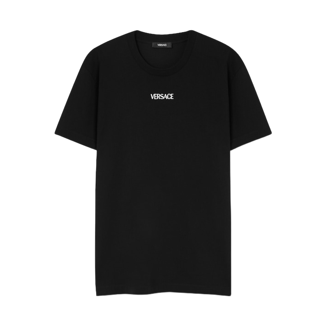 1013944-1A16455-1B000 Versace Embroidered Cotton Jersey Slim T-Shirt Black
