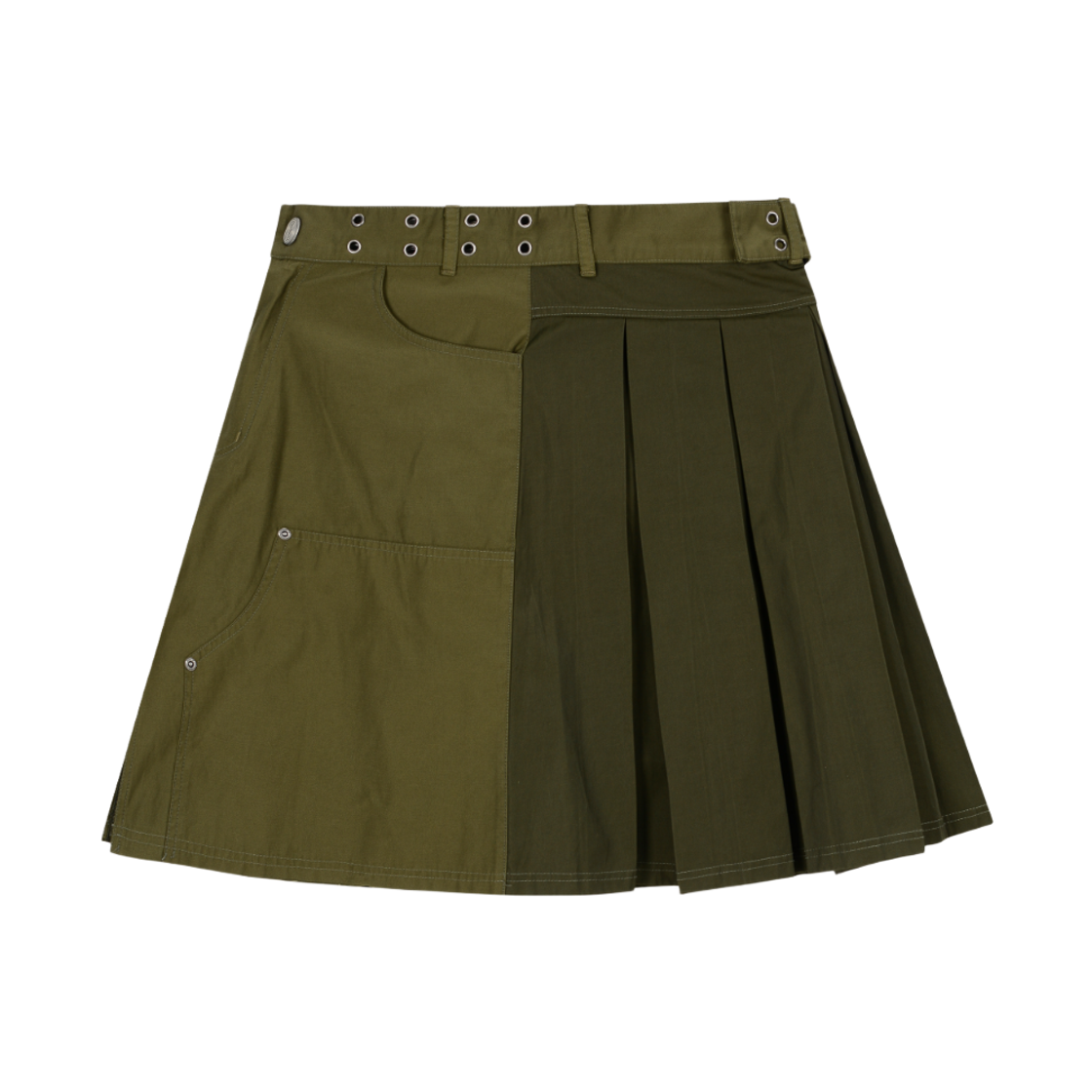 베이컨트 아카이브 레니 레이어드 투톤 스커트 카키(Vacant Archive Renny Layered Two-Tone Skirt Khaki) - 2