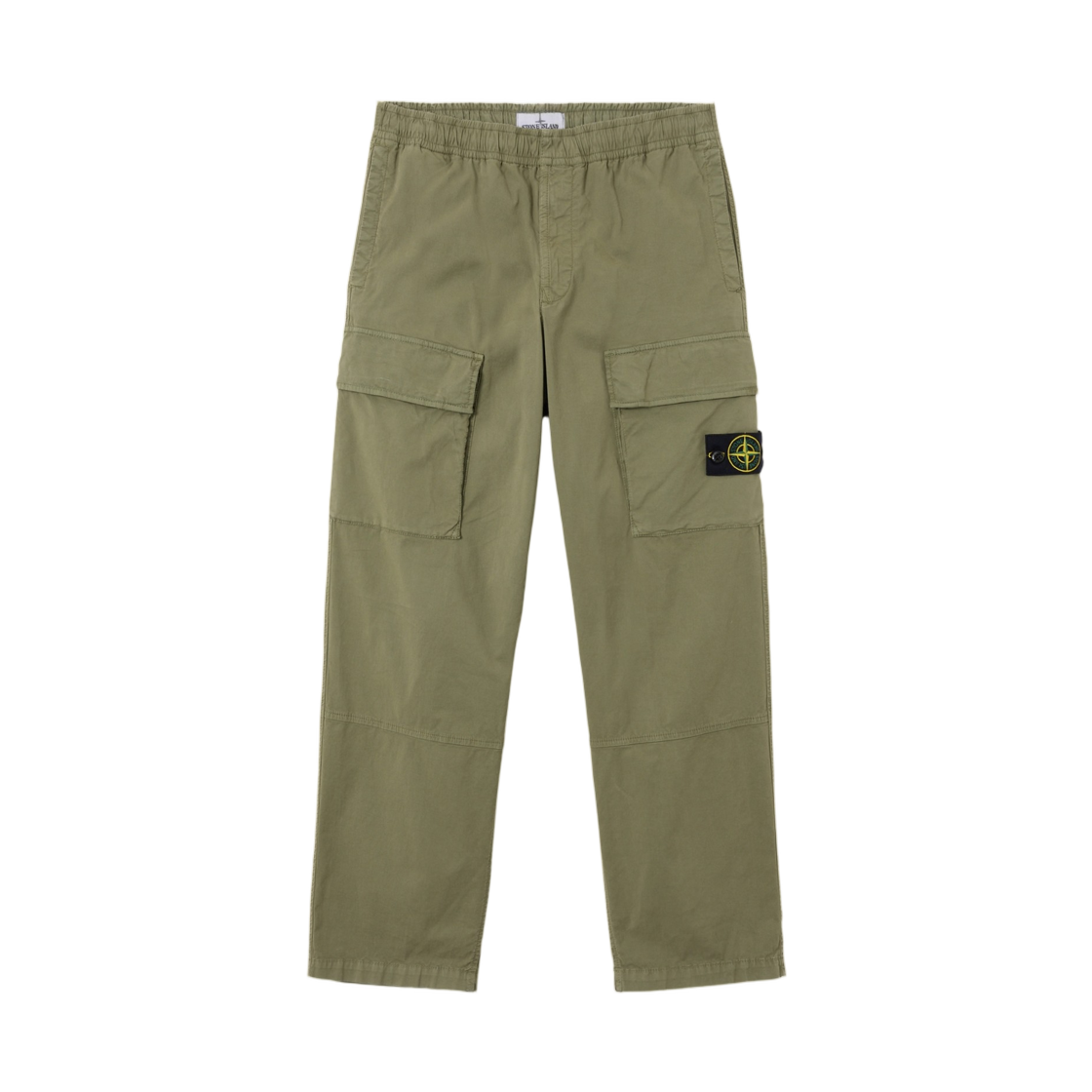 L1S1531000-20S0A10-V005G Stone Island 3100020 Stretch Organic Cotton Twill Loose-Fit Cargo Trousers with Elasticated Waistband Military Green - 26SS