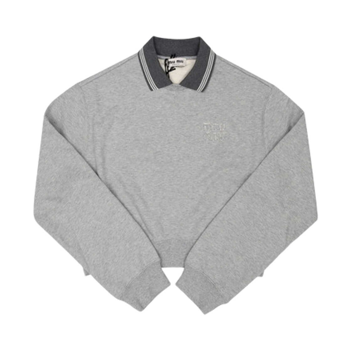 MJLA15-18ZX-F0031 (W) Miu Miu Logo Patch Collar Sweatshirt Grey