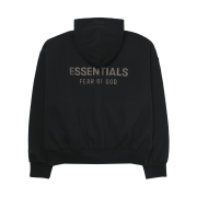 Essentials Classic Fleece Zip Up Hoodie Jet Black - 25SS