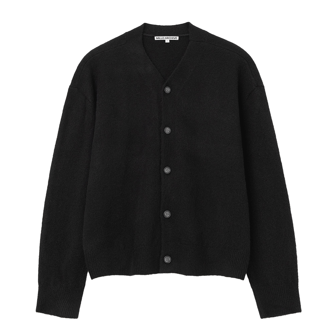 밀로 아카이브 크롭 무브 브이넥 가디건 블랙(Millo Archive Crop Move V-Neck Cardigan Black)