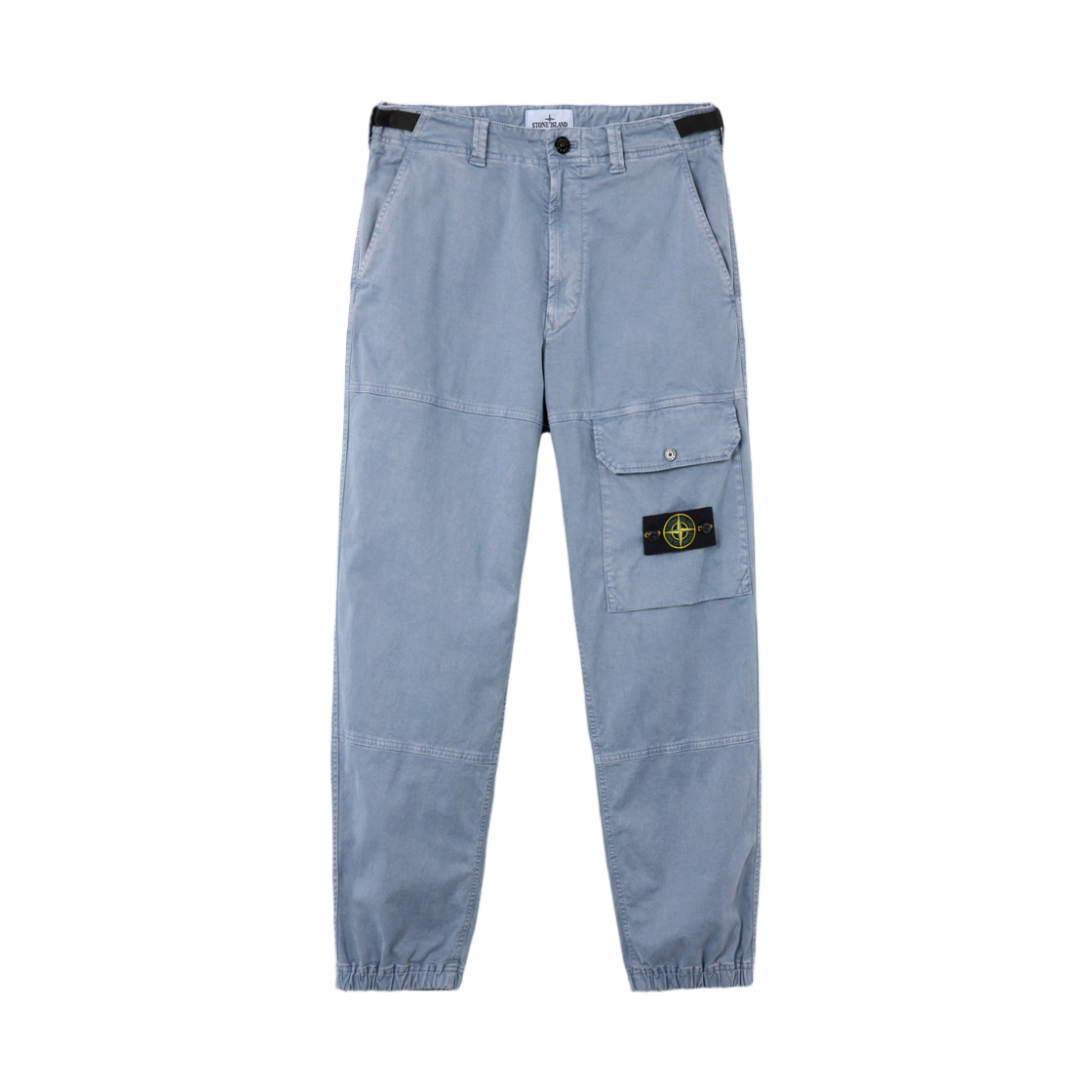 L1S1531000-10S0004-V0124 Stone Island 3100010 Organic Cotton Stretch Broken Twill Old Effect Loose-Fit Cargo Trousers with Adjustable Waistband Avio Blue - 26SS