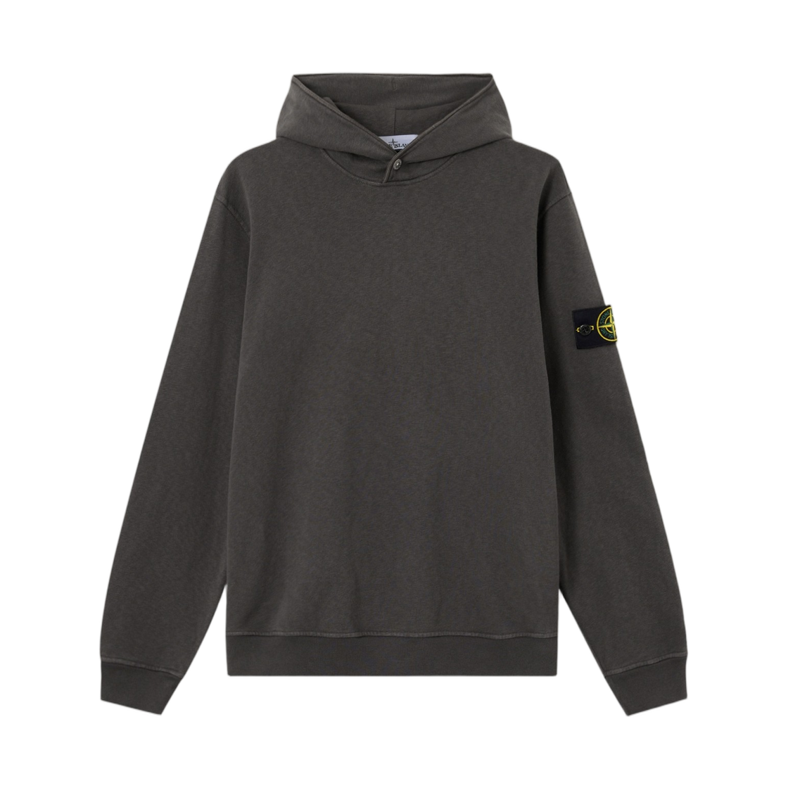 L1S1561000-31S0060-V0165 Stone Island 6100031 Malfile Fleece Old Effect Regular-Fit Hooded Sweatshirt with Snap At Neck Charcoal Grey - 26SS