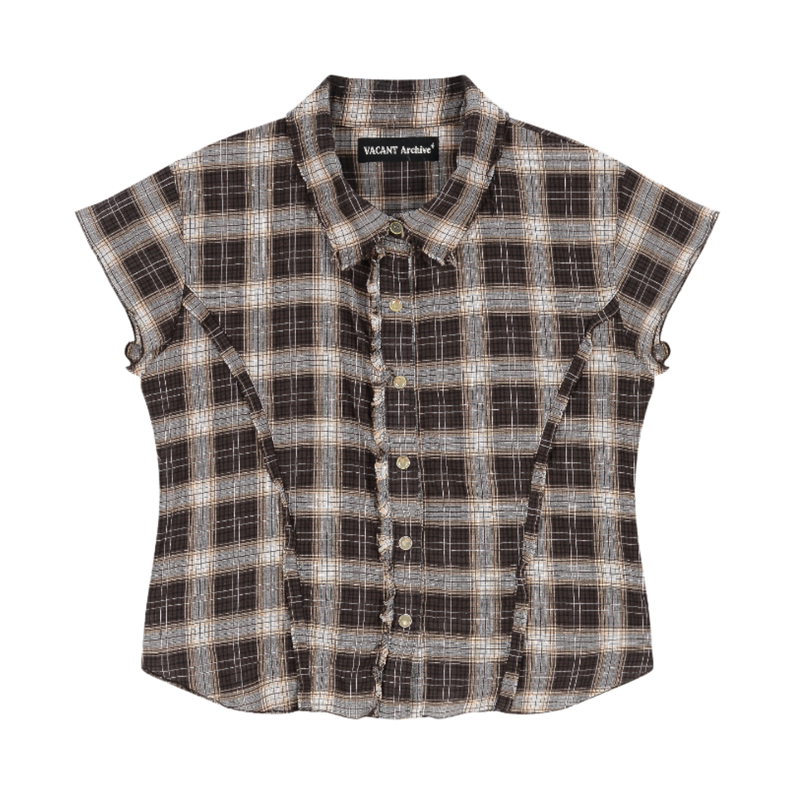 VWK61VSH003BR Vacant Archive Terah Check Short-Sleeve Shirt Brown