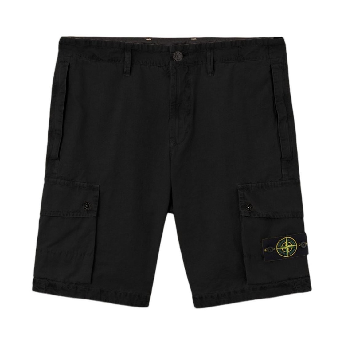 L1S15L1000-19S00WA-V0129 Stone Island L100019 Brushed Organic Cotton Canvas Old Effect Slim-Fit Cargo Shorts with Zip Pockets Black - 26SS