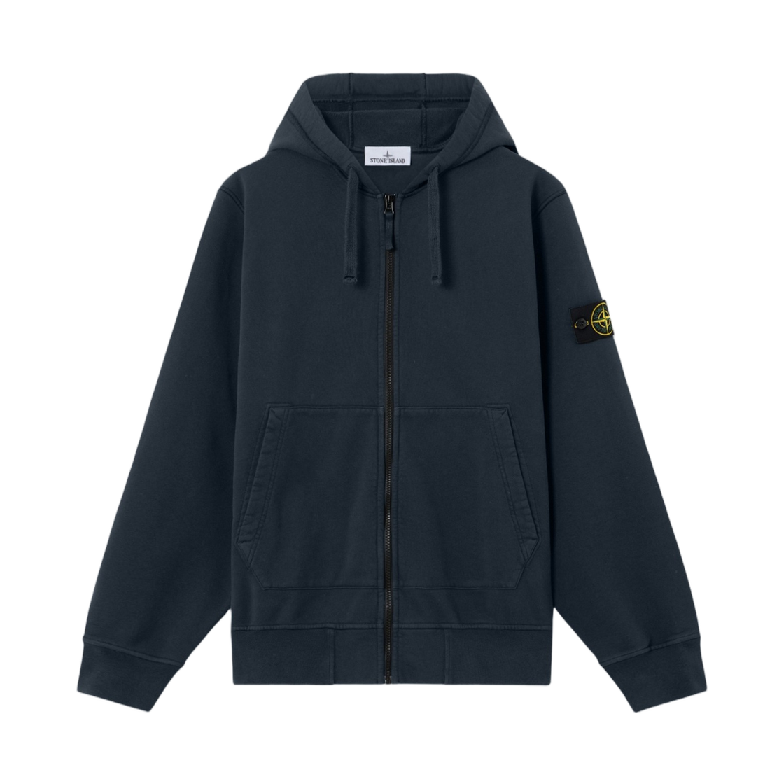 L1S1561000-61S0051-V0020 Stone Island 6100061 Organic Cotton Fleece Regular-Fit Zip-Up Hooded Sweatshirt with Pockets Navy Blue - 26SS