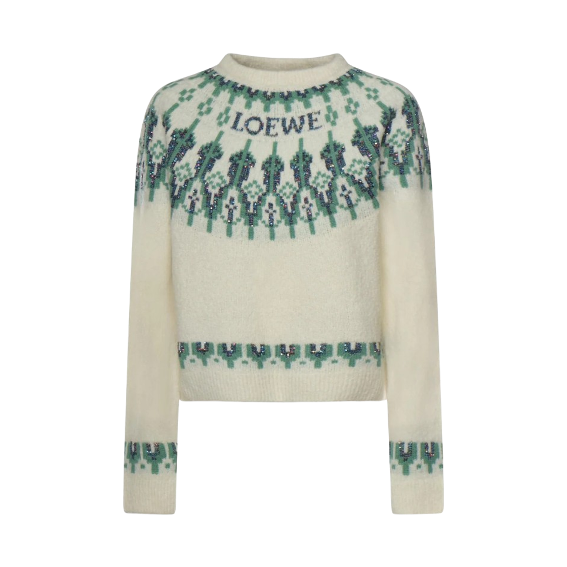 (W) 로에베 울 블렌드 스웨터 화이트 민트((W) Loewe Sweater in Wool Blend White Mint)