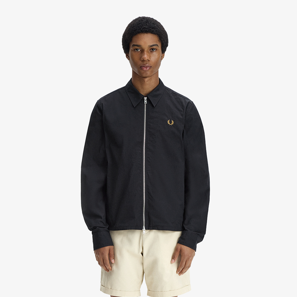 프레드페리 시어서커 집 스루 오버셔츠 블랙(Fred Perry Seersucker Zip Through Overshirt Black) - 2