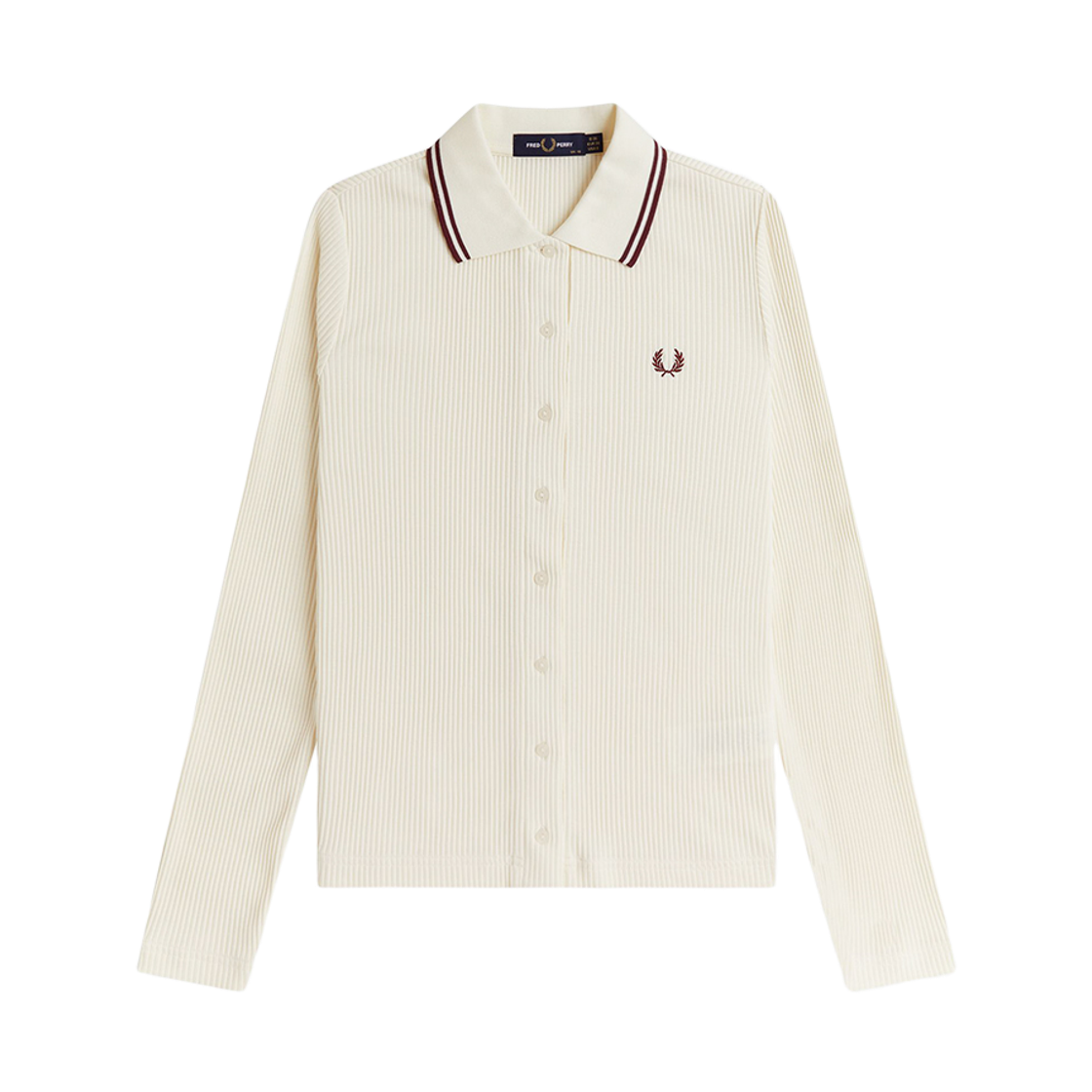 프레드페리 우먼즈 버튼스루 립 폴로 셔츠 에크루(Fred Perry Button-Through Rib Polo Shirt Ecru) - 1
