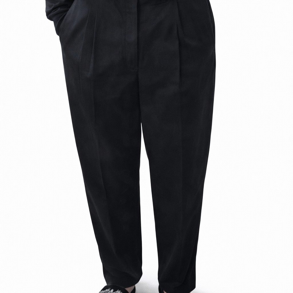 Kapital Chino High Waist Neem Pants Black 착용 스타일 - 2