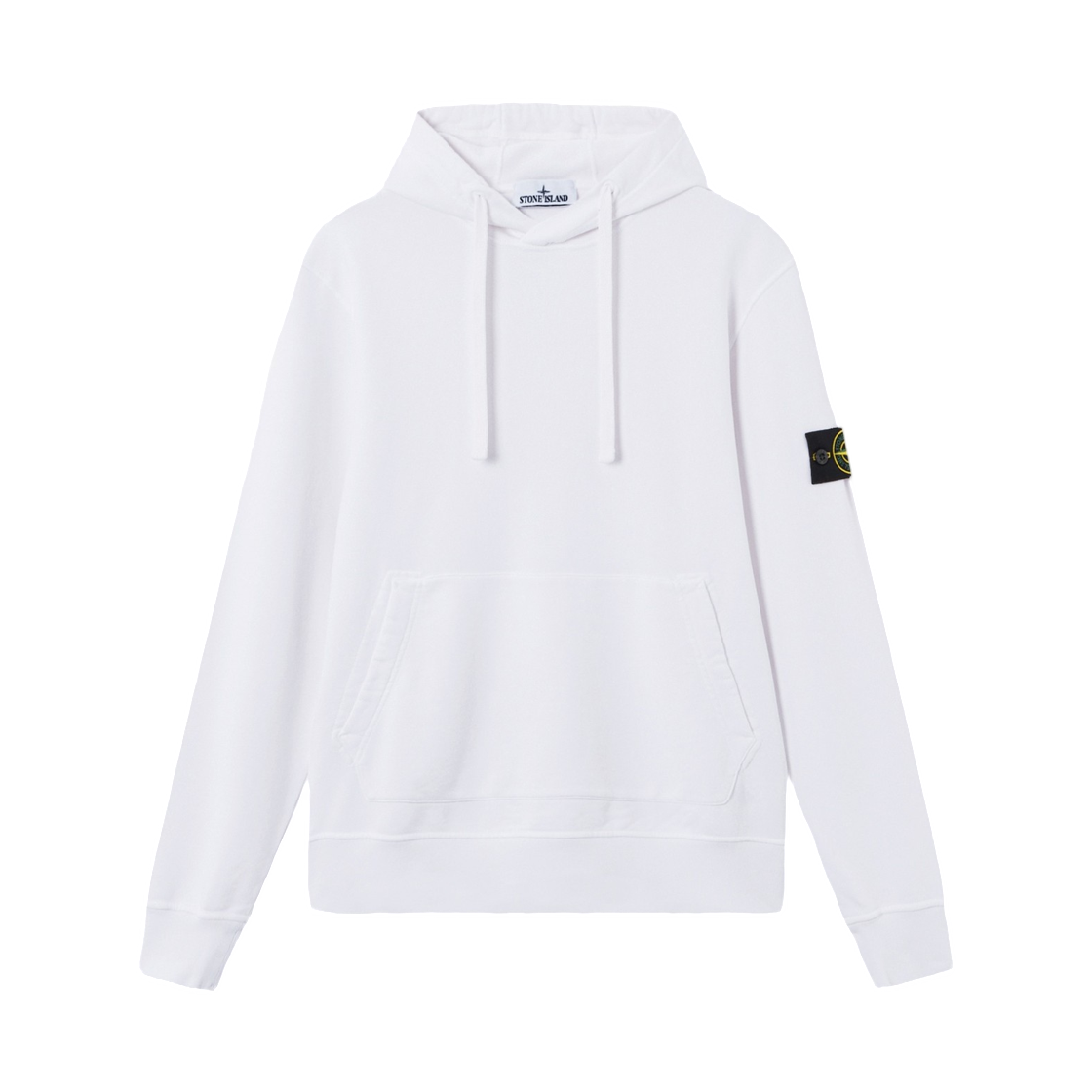 L1S1561000-62S0051-V0001 Stone Island 6100062 Organic Cotton Fleece Regular-Fit Hooded Sweatshirt with Pouch Pocket White - 26SS