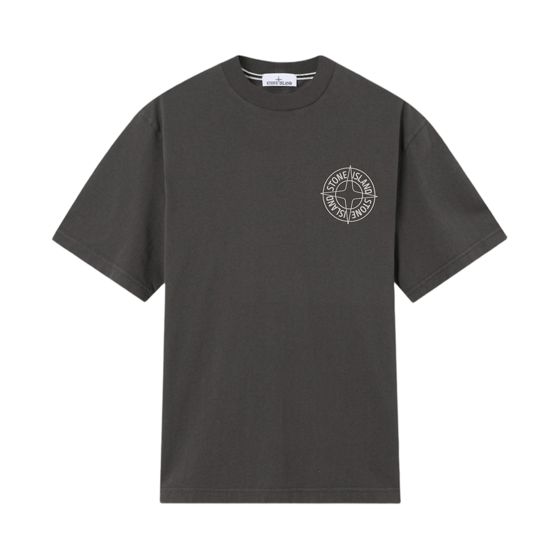 L1S1521000-01S0284-V0065 Stone Island 2100001 Organic Cotton Jersey Regular-Fit T-Shirt with Outline Compass Print Charcoal Grey - 26SS