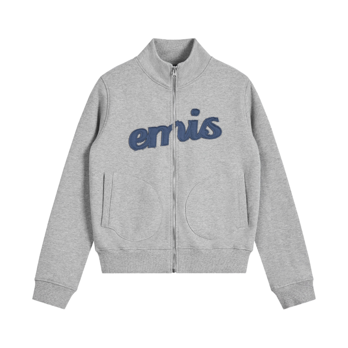- Emis Lettering Logo Sweat Zip Up Melange Gray