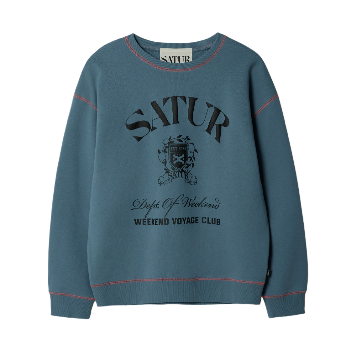 세터 크레스트 로고 그래픽 스웨트셔츠 포그 블루(SATUR Crest Logo Graphic Sweatshirt Fog Blue)