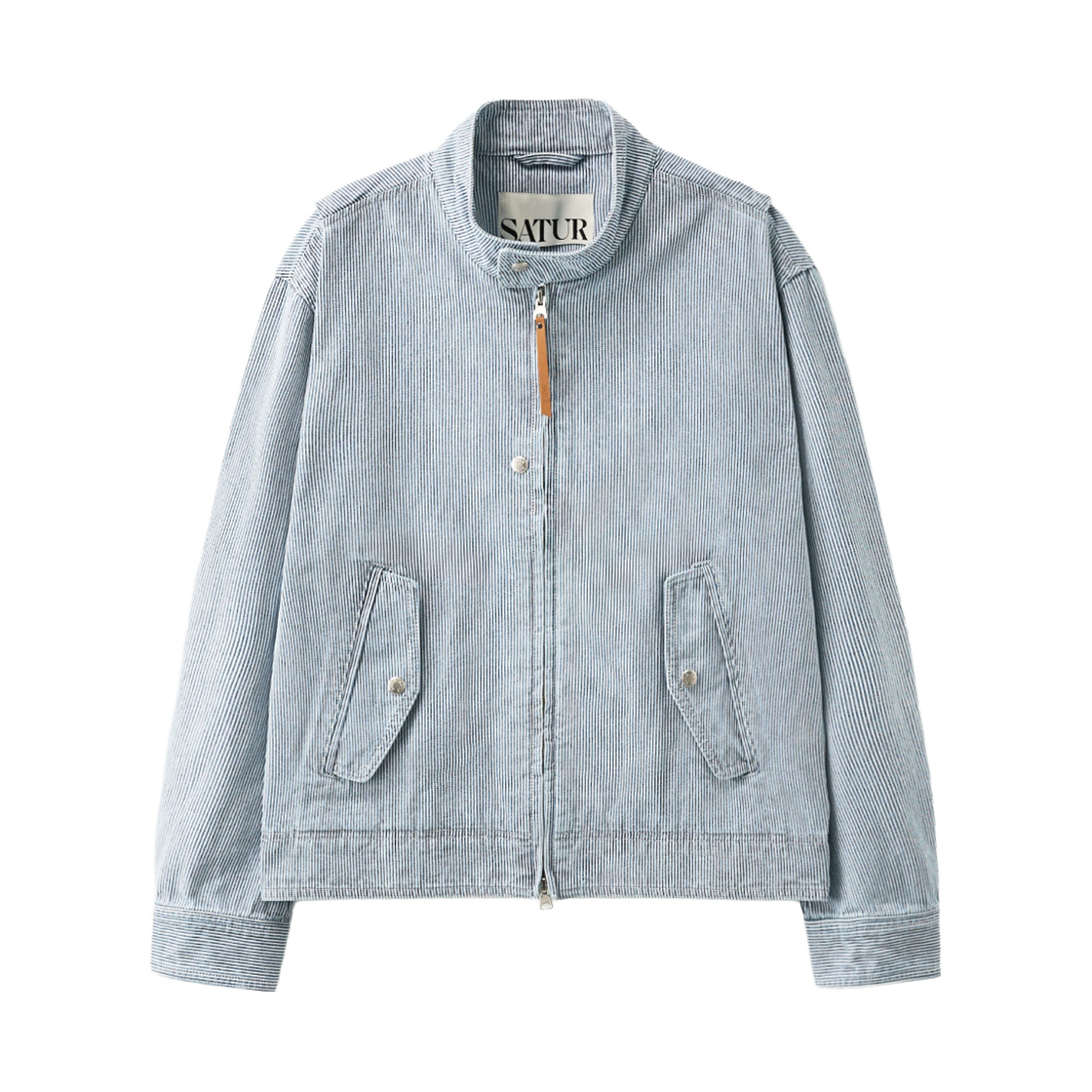 세터 스트라이프 데님 헤링턴 자켓 라이트 블루(SATUR Stripe Denim Harrington Jacket Light Blue)