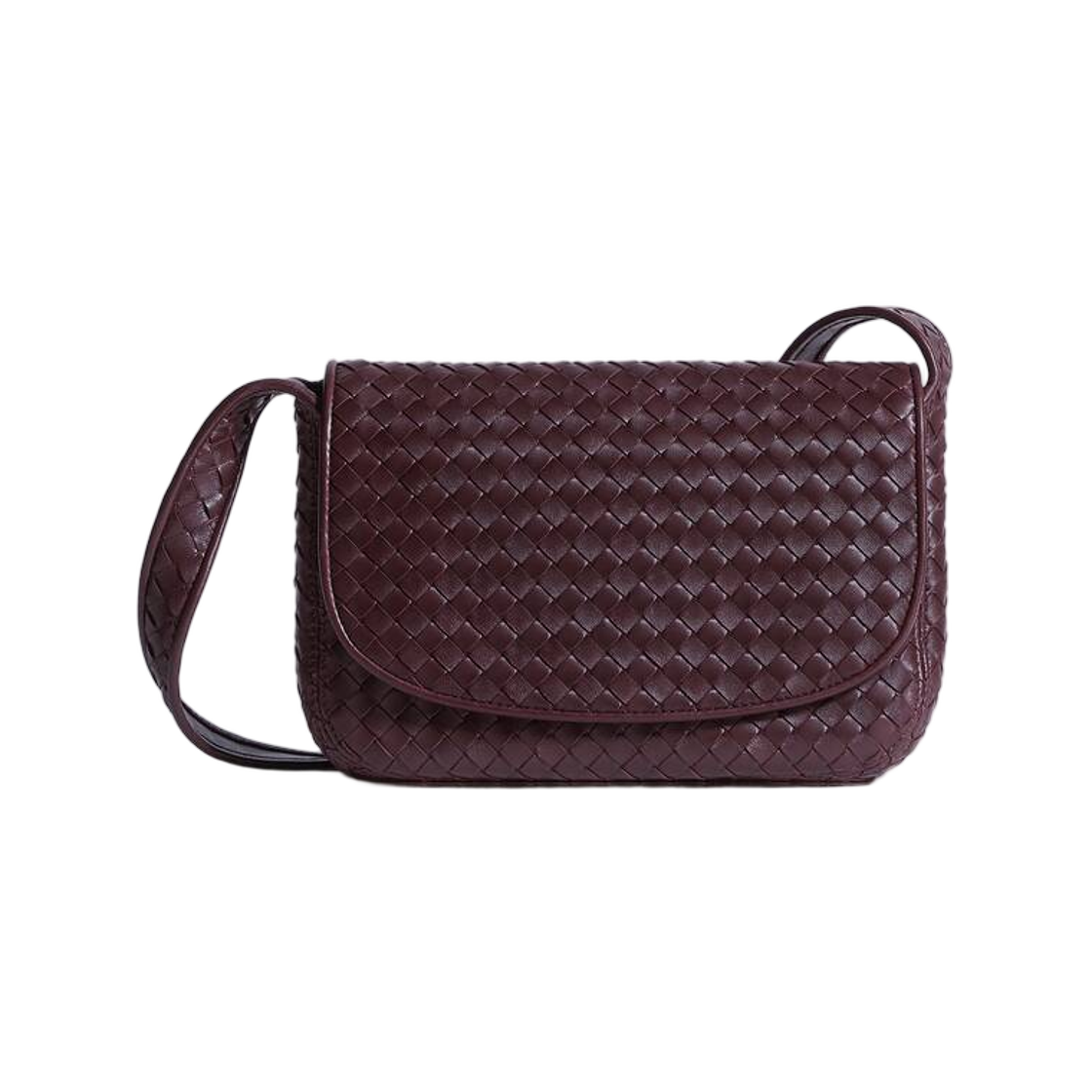 843836V5KD06144 Bottega Veneta Veneto Flap Messenger Deep Mahogany