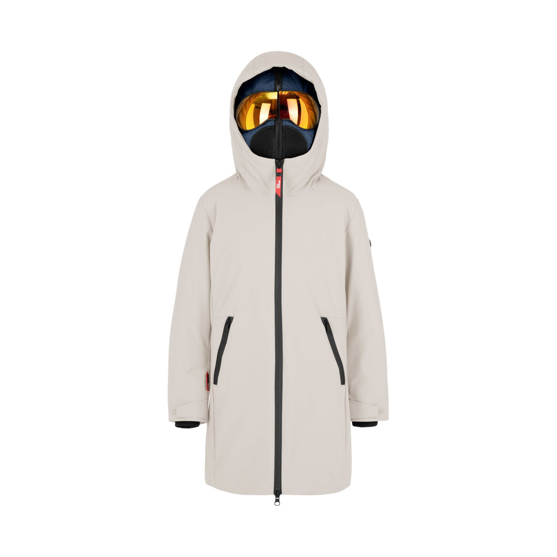 (키즈) AI 라이더스 어고노믹 후드 롱 패딩 자켓 문 그레이((Kids) AI Riders Long Padded Jacket with Ergonomic Hood Moon Grey)