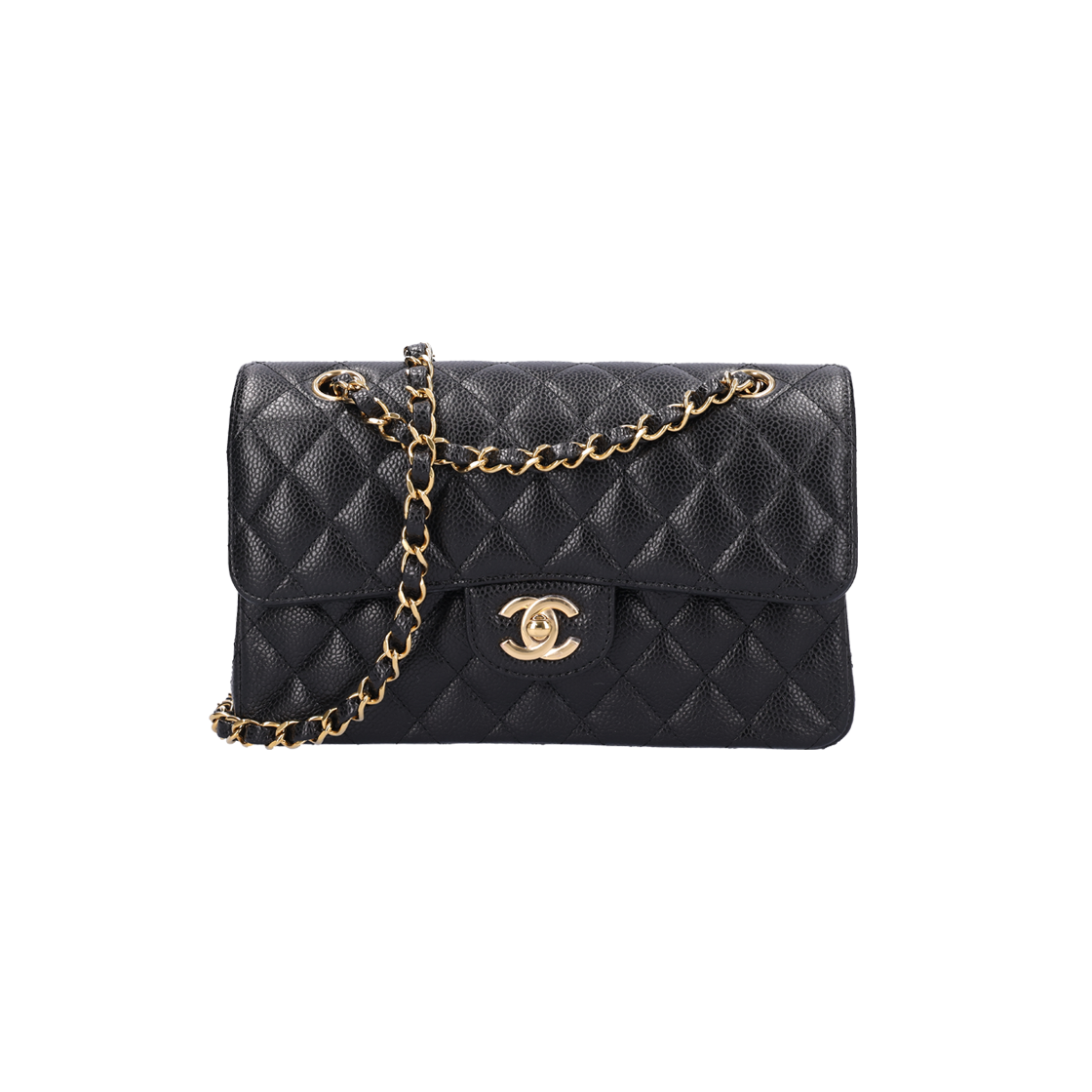 샤넬 A01113 클래식 스몰 플랩백 그레인드 카프스킨 블랙 & 골드(Chanel Classic Small Flap Bag in Black Grained Calfskin with Gold Hardware) - 1