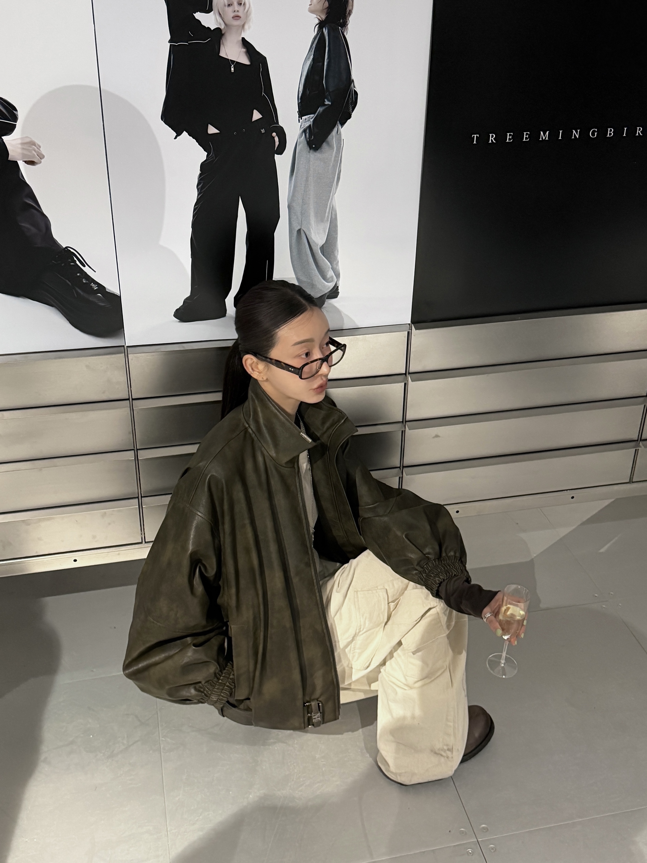 [6% 적립] NegativeThree  Slouchy Long Boots Washed Brown 착용 스타일 - 8