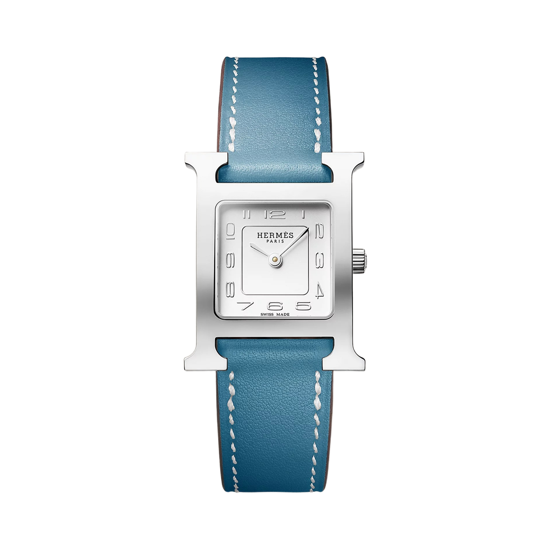 에르메스 H 아워 워치 스몰 블루 진 스위프트 카프스킨 스트랩 & 스틸(Hermes Heure H Watch Small Bleu Jean Swift Calfskin Strap & Steel)