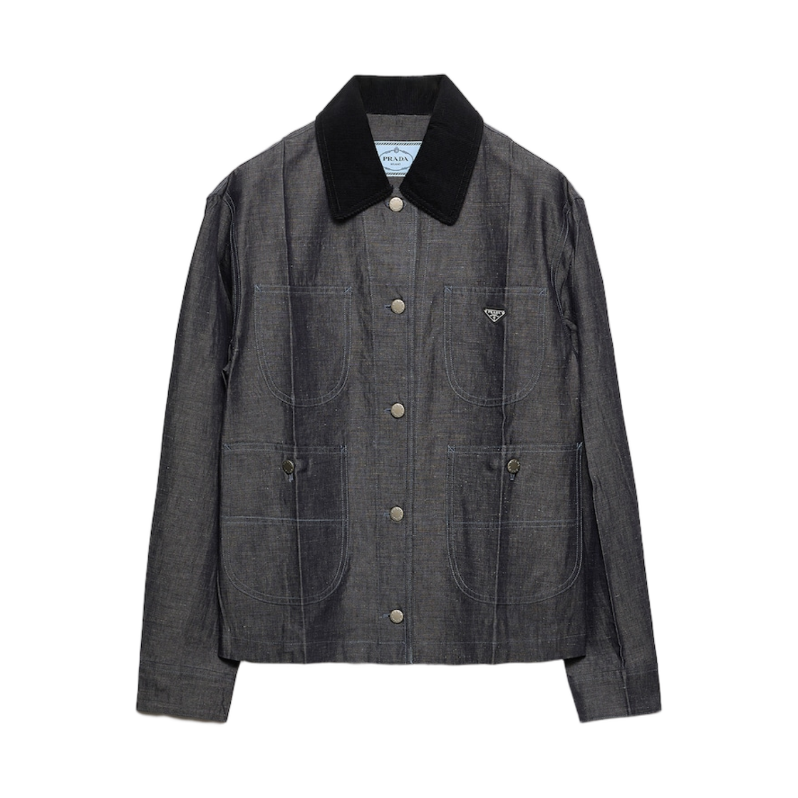 (W) 프라다 샴브레이 자켓 네이비((W) Prada Chambray Jacket Navy)