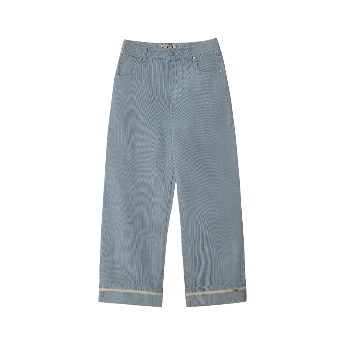 SA261UDP02LBL0 [사은품 증정] SATUR Stripe Denim Roll Up Pants Light Blue