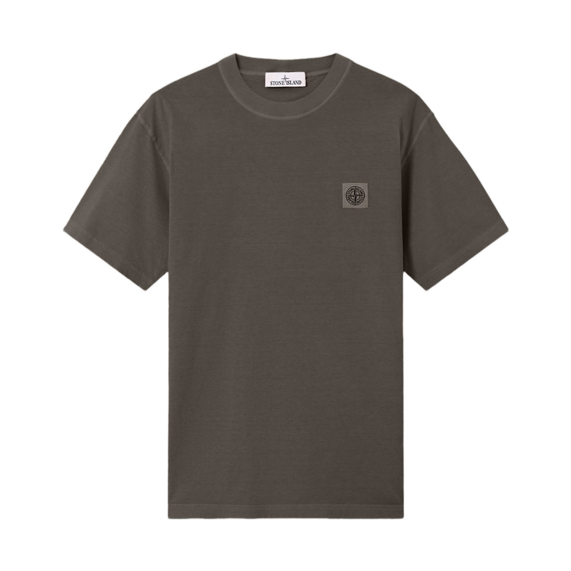 L1S1521000-26S0057-V0065 Stone Island 2100026 Organic Cotton Jersey Fissato Effect Slim-Fit T-Shirt with Compass Patch Charcoal Grey - 26SS