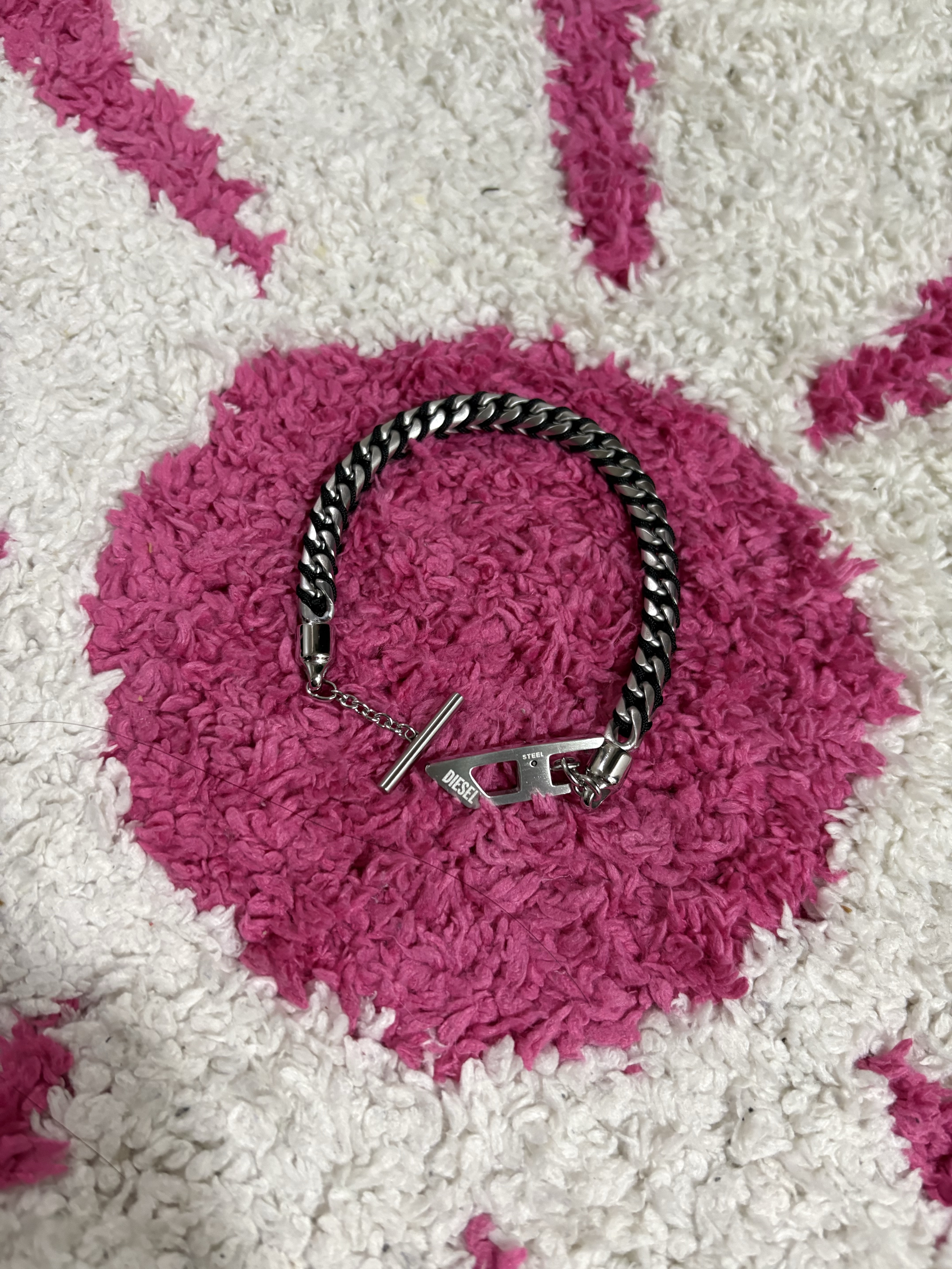 Diesel Dx1540040 Stainless Steel Woven Bracelet Silver 착용 스타일