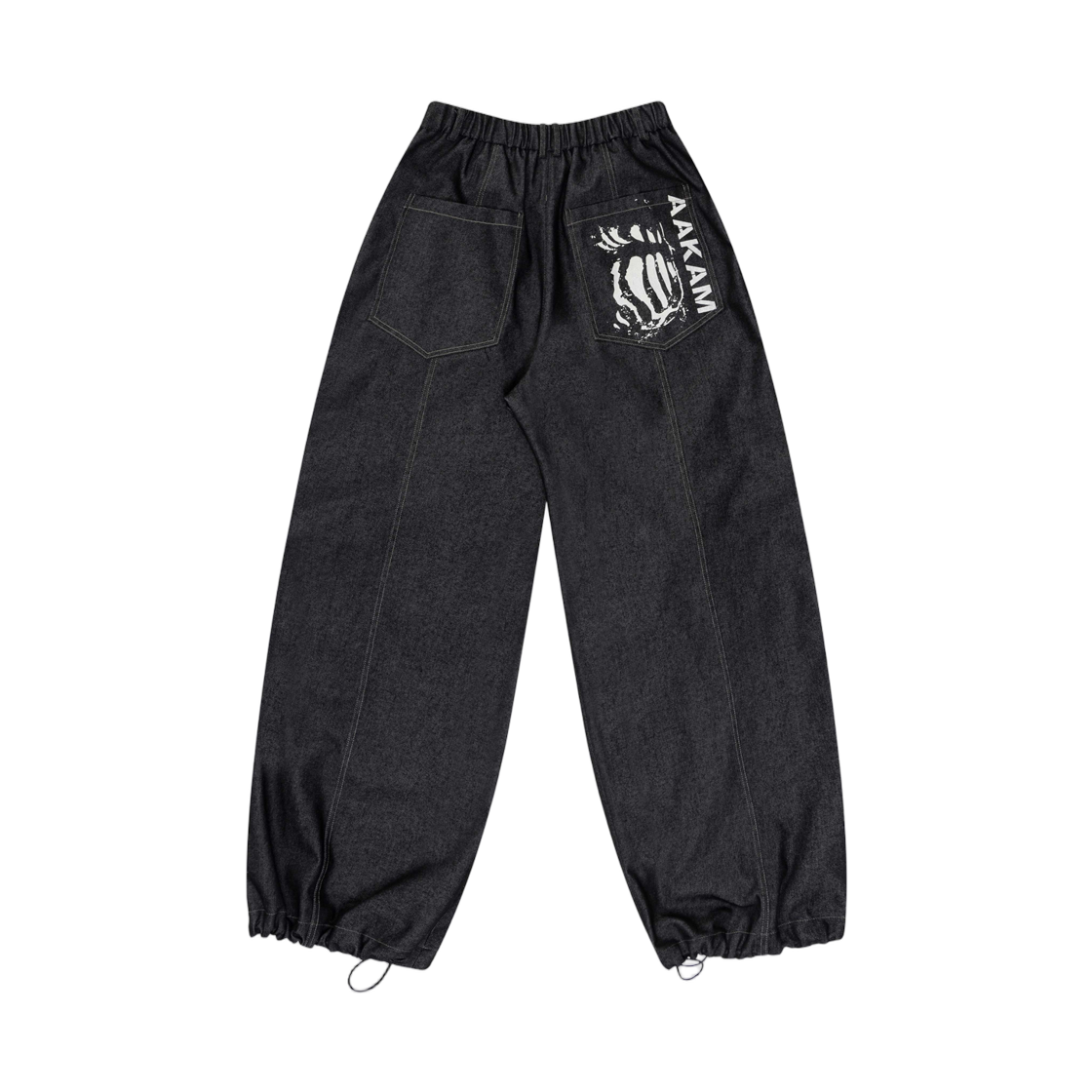 아캄 니 핀턱 프린티드 데님 팬츠 블랙(Aakam Knee Pin-Tuck Printed Denim Pants Black) - 2