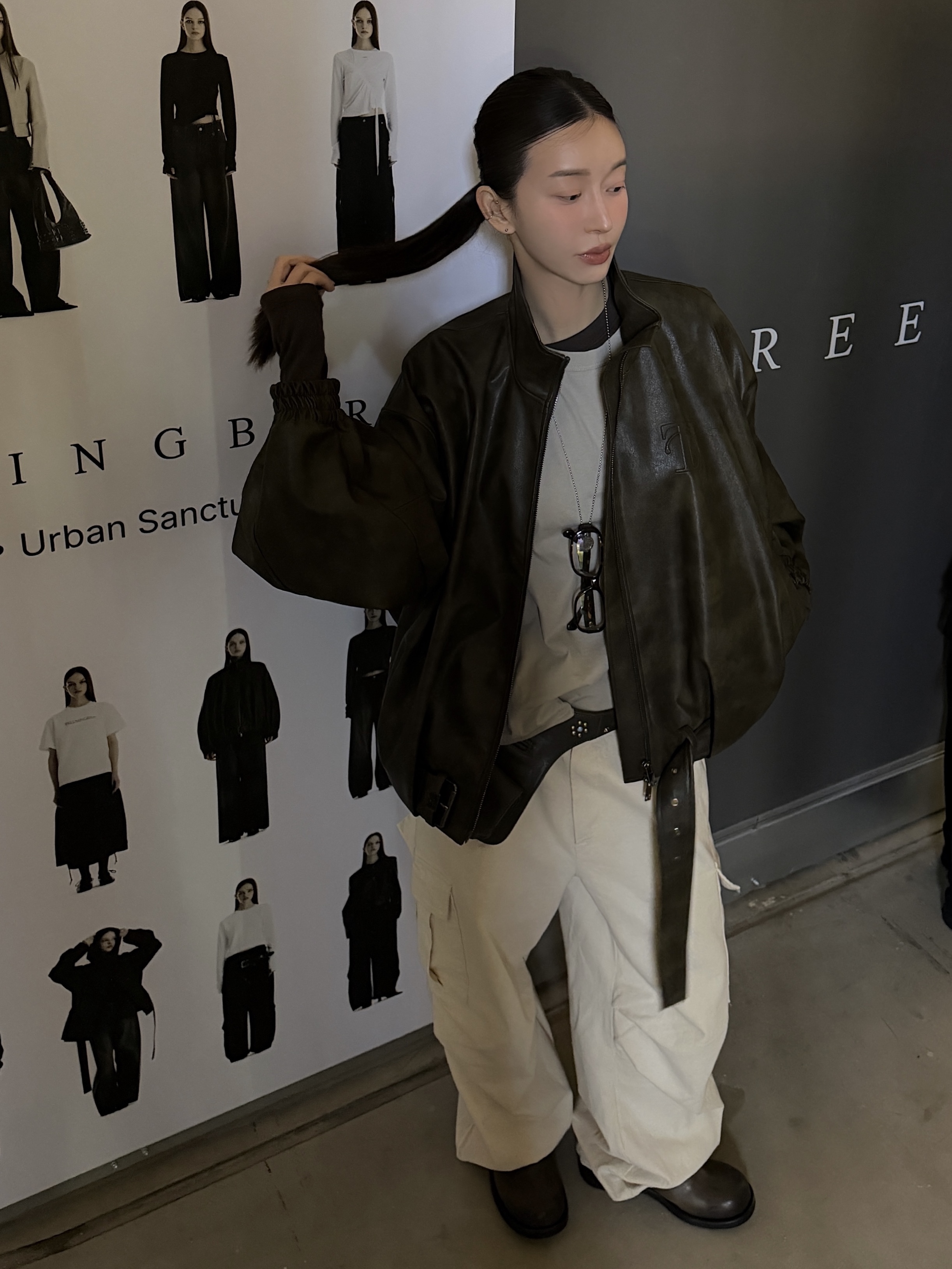 [6% 적립] NegativeThree  Slouchy Long Boots Washed Brown 착용 스타일 - 1