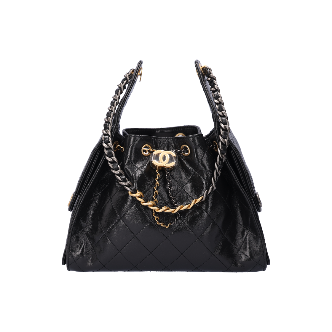 샤넬 AS5293 25 스몰 핸드백 샤이니 크럼플드 카프스킨 블랙 골드 루테늄 메탈(Chanel AS5293 25 Small Handbag in Shiny Crumpled Calfskin - Black with Gold Ruthenium Hardware) - 1