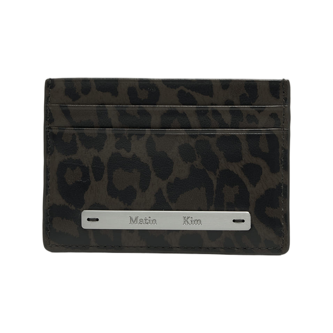 마뗑킴 레오파드 빈티지 카드 월렛 차콜(Matin Kim Leopard Vintage Card Wallet In Charcoal)